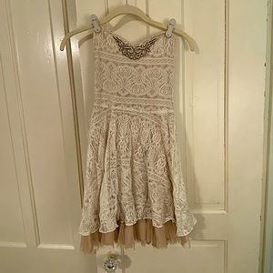 Free people cocktail/ party strapless dress! Ivory/ cream/ nude/ lace